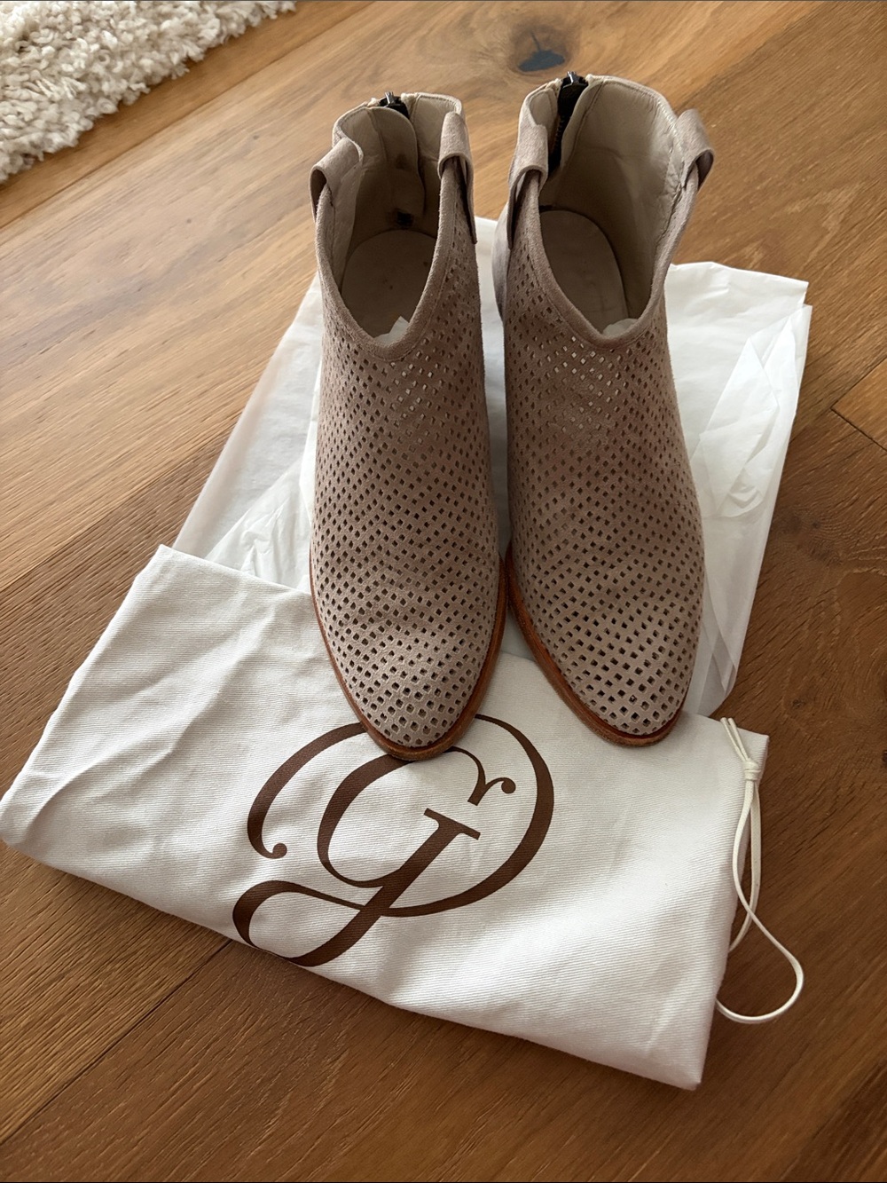 M.Gemi Perforated Taupe Women's Ankle Booties - Sz 36